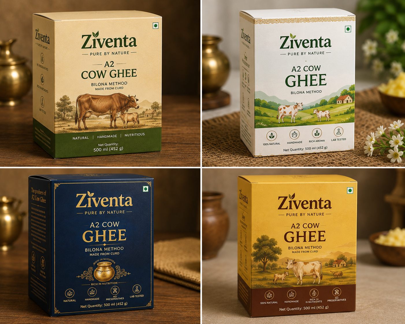 Ziventa A2A2 Bilona cow ghee pack